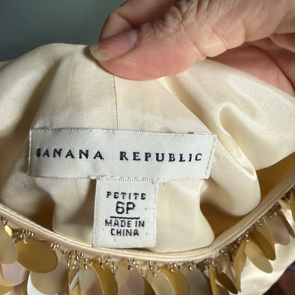 Banana Republic Cream Midi Dress with Gold Accents - Picture 5 of 11